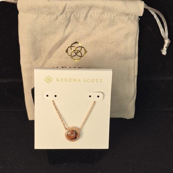 Kendra Scott Basketball Rose Gold Pendant Necklace in Orange Dust Pouch New - Picture 2 of 8